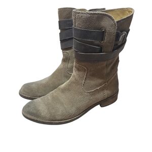 Bussola Brown Suede Ankle Boots Distressed Western Rodeo Cowgirl Size 7.5